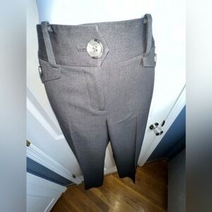 NWOT Ann Taylor Petites 4 Curvy Gray Mid Rise Straight Leg Trouser Dress Pant 4P